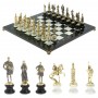 Шахматы "Русские" на подставках 44х44 см мрамор / змеевик литье бронза 128605