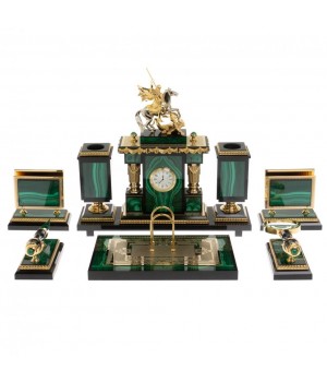 Письменный набор "Георгий Победоносец" из малахита Златоуст 129488