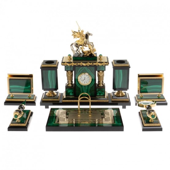 Письменный набор "Георгий Победоносец" из малахита Златоуст 129488