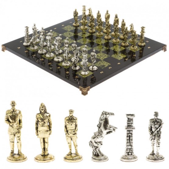 Шахматы сувенирные "Великая Отечественная война" доска 40х40 см змеевик 129836