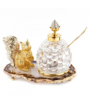 Медовница "Золотая белка" камень агат бронза в подарочной коробке Златоуст / посуда для меда / банка для меда / емкость под мед Медовница "Золотая белка" камень агат бронза в подарочной коробке Златоуст / посуда для меда / банка для меда / емкость под мед