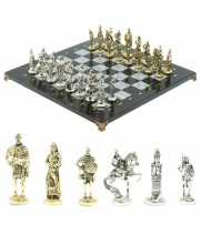 Шахматы подарочные "Русь" доска 40х40 см из серого мрамора 128245