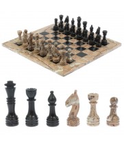 Шахматы из камня "Виктория" доска 38х38 см оникс мрамор 129000