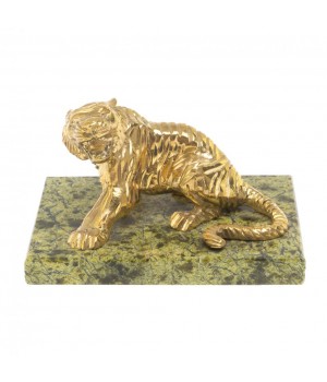Статуэтка из бронзы "Тигр сидит" змеевик 126921