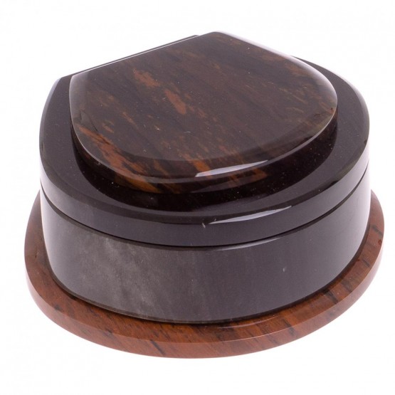 Шкатулка из камня обсидиан "Ракушка" 12х10х5,5 см / подарочная шкатулка для хранения ювелирных украшений, бижутерии