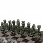 Шахматный ларец с гравировкой мрамор, змеевик / Шахматы подарочные / Шахматный набор в подарок / Настольная игра для двоих