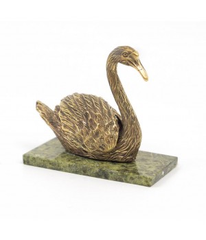 Статуэтка из бронзы на подставке из змеевика "Лебедь" 116692