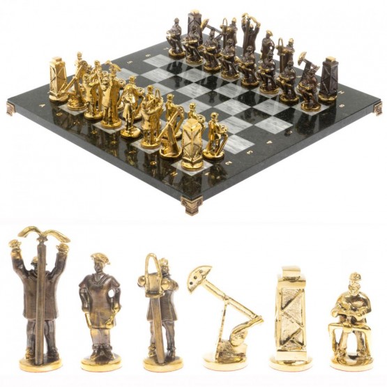 Шахматы подарочные "Нефтяники" 44х44 см серый мрамор 127411