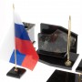 Настольный набор с гербом и флагом России из офиокальцита 129997