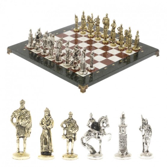 Шахматы сувенирные "Русь" доска 40х40 см камень мрамор лемезит 120685