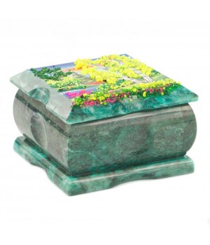 Шкатулка змеевик рисунок лето 10х10х6,5 см 112122 Шкатулка змеевик рисунок лето 10х10х6,5 см 112122