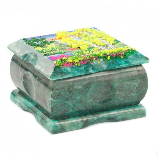 Шкатулка змеевик рисунок лето 10х10х6,5 см 112122