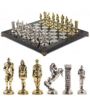 Шахматы сувенирные "Великая Отечественная война" каменная доска 44х44 см фигуры металлические Шахматы сувенирные "Великая Отечественная война" каменная доска 44х44 см фигуры металлические