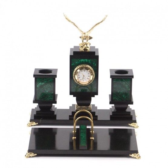 Настольный прибор из малахита "Горный орел" 121820