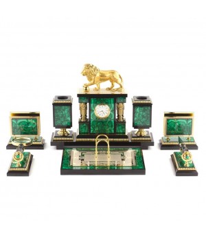 Настольный набор "Лев" малахит 119734