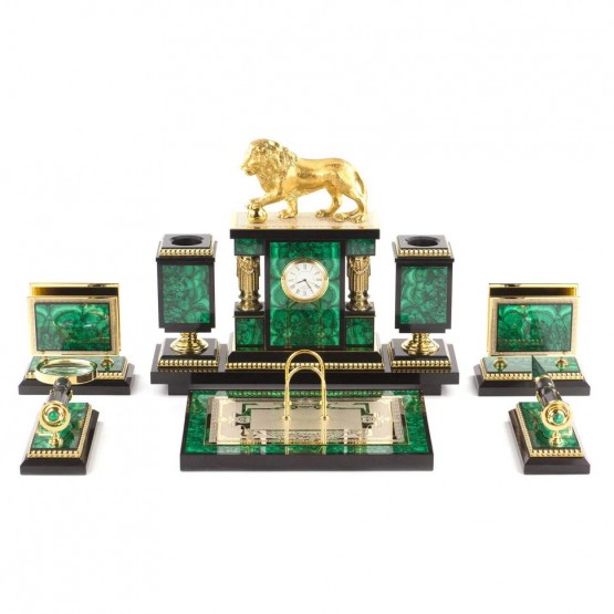 Настольный набор "Лев" малахит 119734