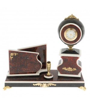 Набор с визитницей змеевик красный 116970