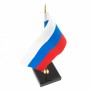 Настольный флагшток с флажком России квадратный из черного обсидиана 6,5х6,5х27 см