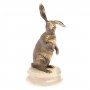 Статуэтка "Кролик" из бронзы на подставке из мрамора / бронзовая статуэтка / декоративная фигурка / сувенир из камня