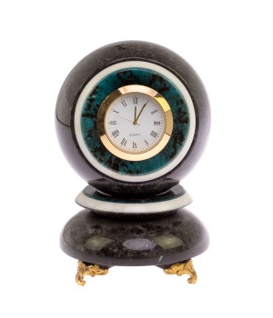 Настольные часы "Шар Антистресс" 9,5 см из лабрадорита / шар декоративный / шар для медитаций / каменный шарик / сувенир из камня
