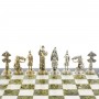 Шахматы сувенирные "Дон Кихот" доска 40х40 см камень мрамор змеевик фигуры металлические