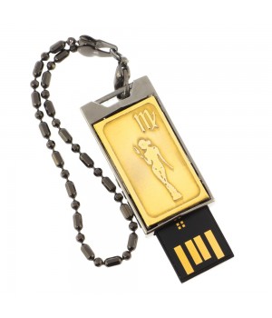 Флеш-карта с гравировкой символа знака зодиака "Дева" Златоуст USB 2.0 32 Gb в подарочной упаковке