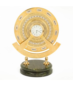 Часы интерьерные "Вечный календарь" камень нефрит в подарочной коробке Златоуст