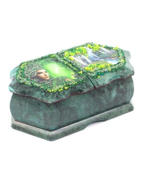Каменная шкатулка для украшений с двумя отделениями "Хозяйка медной горы / Березки"