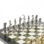 Набор настольных шахмат "Минотавр" доска 36х36 см камень мрамор змеевик фигуры металлические