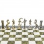 Набор настольных шахмат "Минотавр" доска 36х36 см камень мрамор змеевик фигуры металлические