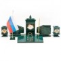 Настольный канцелярский набор с гербом и флагом России камень змеевик 113468