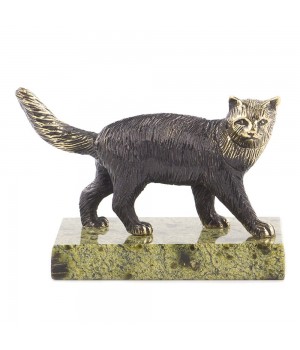 Статуэтка "Кот идет" из бронзы и змеевика 119954