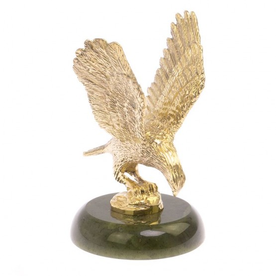 Статуэтка из бронзы "Орёл на нефрите" / бронзовая статуэтка / декоративная фигурка / подарок из камня