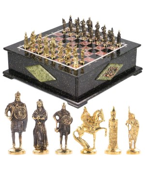 Шахматный ларец "Русские" из креноида и змееика 118079