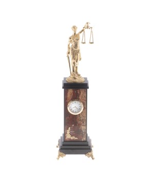 Декоративные часы "Фемида" из яшмы и бронзы - дорогой подарок судье