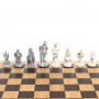 Шахматный ларец "Средневековье" доска дуб 43,5х43,5 см / Шахматы подарочные / Шахматы деревянные / Шахматный набор / Шахматы каменные