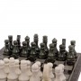 Шахматы с гравировкой "Турнирные" доска 38х38 см белый мрамор, змеевик / Шахматы подарочные / Шахматный набор / Настольная игра