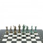 Шахматы "Подвиги Геракла" фигуры бронза / патина 28х28 см из мрамора 128195