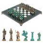 Шахматы "Подвиги Геракла" фигуры бронза / патина 28х28 см из мрамора 128195
