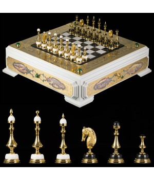 Шахматы подарочные "Баталия" покрытие золотом Златоуст 120666
