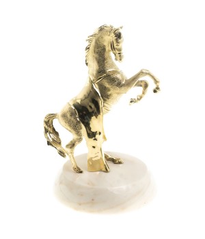 Декоративная статуэтка фигурка из бронзы "Конь на дыбах" на подставке из мрамора