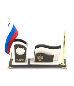 Настольный набор с флагом России мрамор 117843