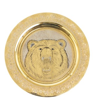 Декоративная тарелка с гравюрой "Медведь" 22,5 см в подарочной упаковке Златоуст