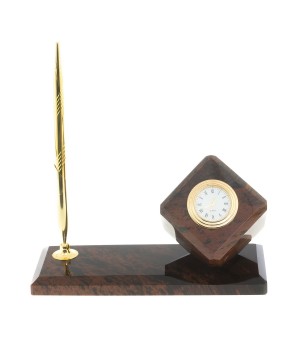 Мини-набор "Куб" с металлической шариковой ручкой обсидиан коричневый