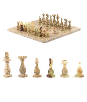 Каменные шахматы из оникса "Игрок" доска 38х38 см 121664