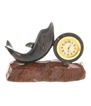 Часы декоративные "Дельфин" из коричневого обсидиана 122923
