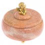 Шкатулка с декором из бронзы "Ангел" камень розовый мрамор 125515