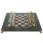 Сувенирные шахматы "Атлас" доска 28х28 см из камня креноид змеевик фигуры металлические