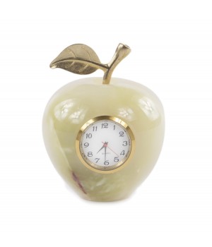 Настольные часы "Яблоко" из оникса 7х7х10 см