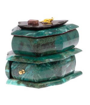 Ларец для украшений камень змеевик, лабрадорит 18x11x13,5 см / шкатулка в подарок для хранения ювелирных украшений, бижутерии